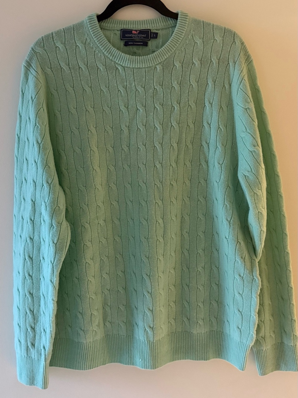 Vineyard Vines Mint Cable Knit Cashmere Merino Sweater Women’s L - Picture 3 of 5